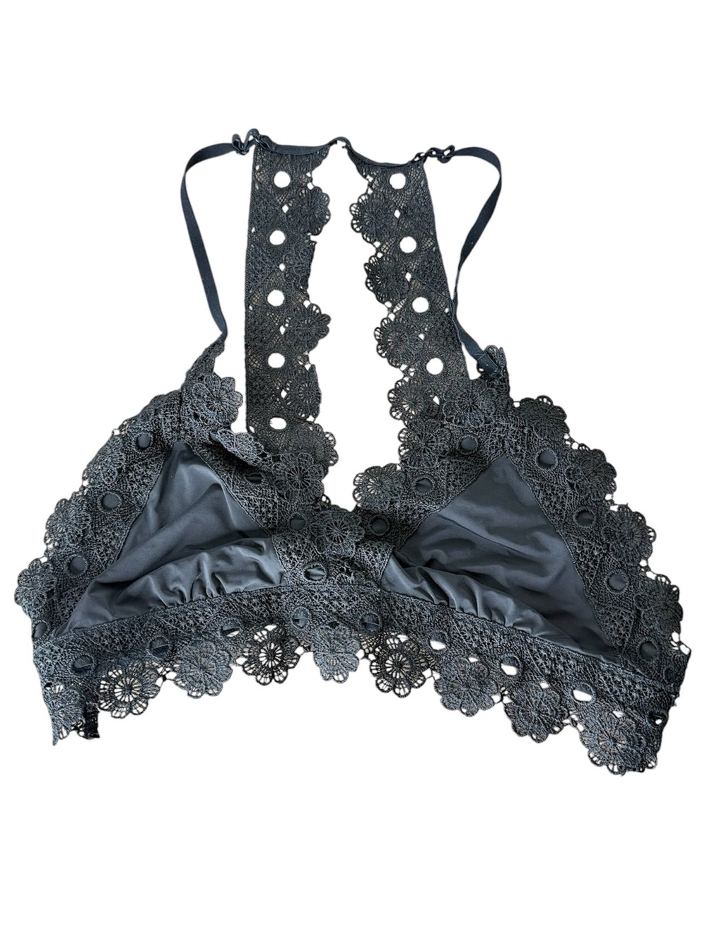 AERIE Black Lace Racerback Bralette Bra Triangle Cup Size Small